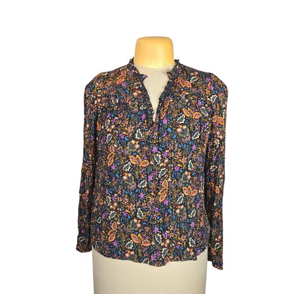 Dear John Womens Medium Top Flowy Colorful Dark Floral Leaves Nature Whimsygoth - Picture 1 of 10